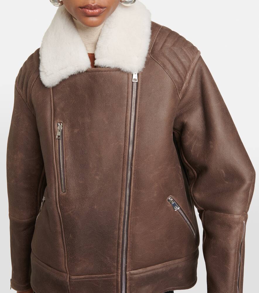 Shearling-trimmed leather jacket