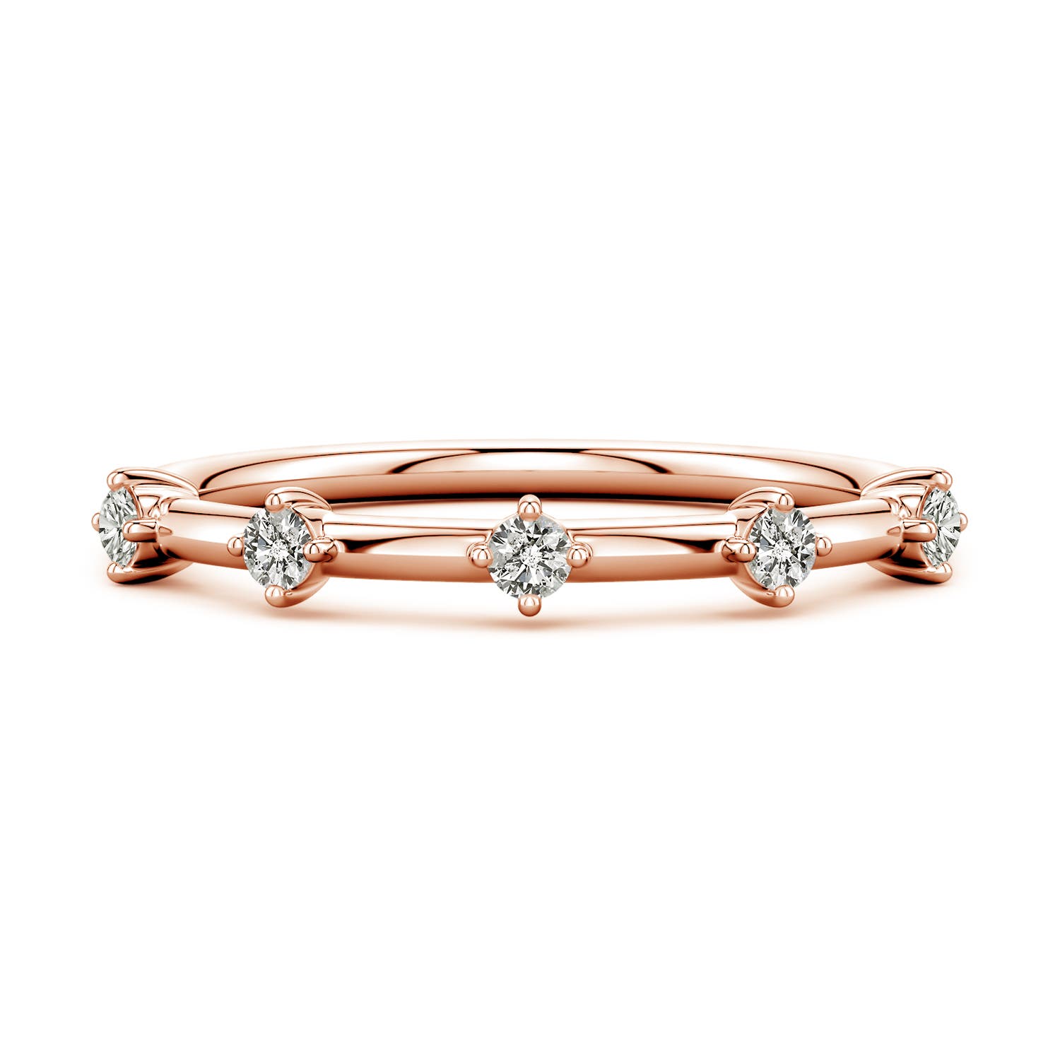 Angara 2 MM Round Diamond Five-Stone Station Ring in 18K Rose Gold