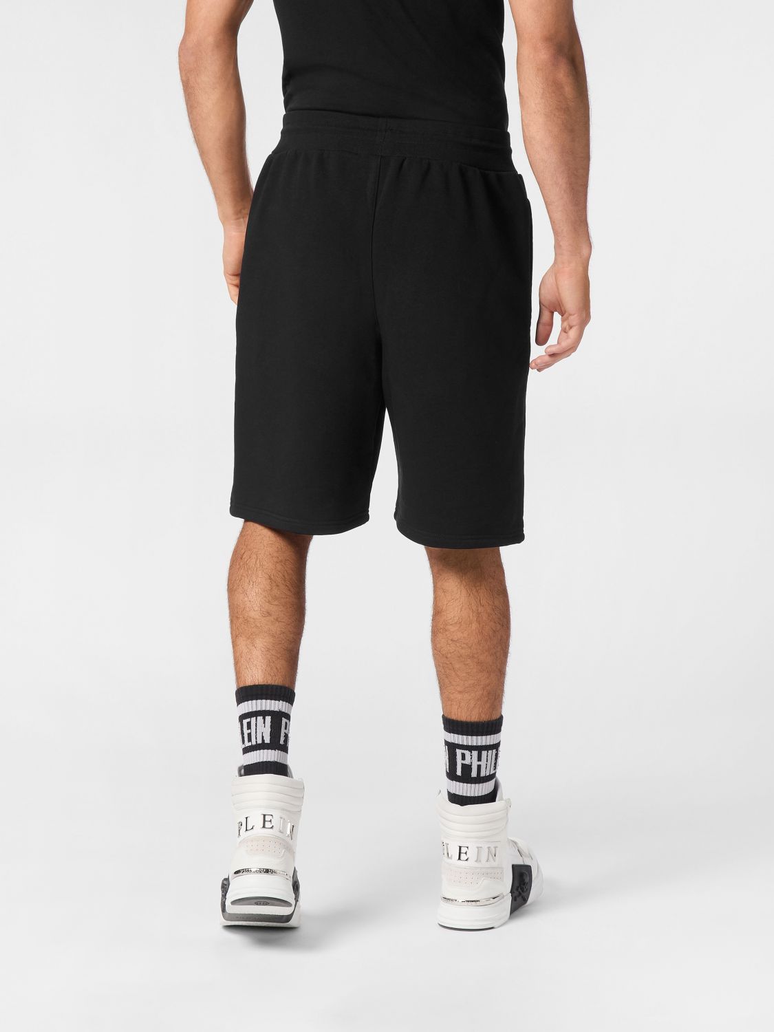 Jersey Jogging Shorts with Drawstring and Contrasting Logo