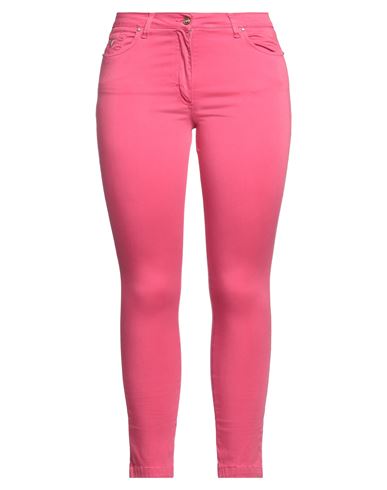 Woman Pants Fuchsia Size 12 Cotton, Elastane