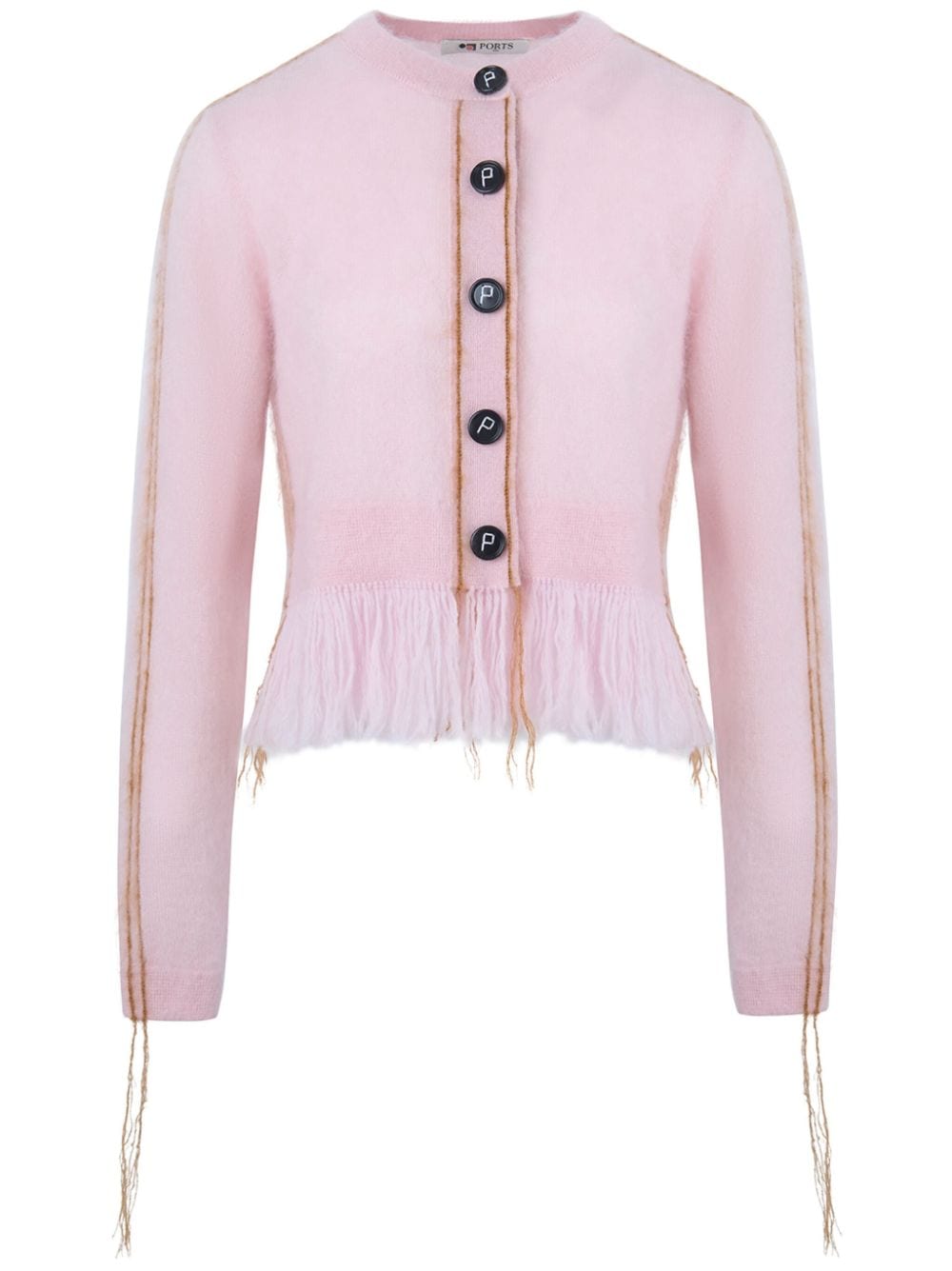 Contrast-stitch cardigan - Pink