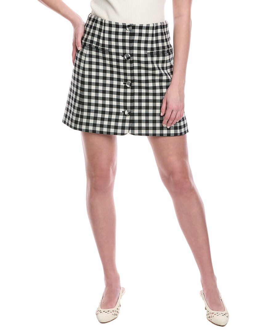 Phillipa Check Button Front Wool-Blend Mini Skirt