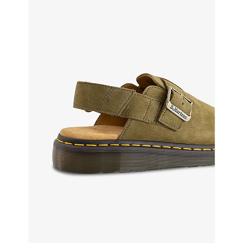 Womens Muted Olive Jorge II Flat Suede Leather Mules