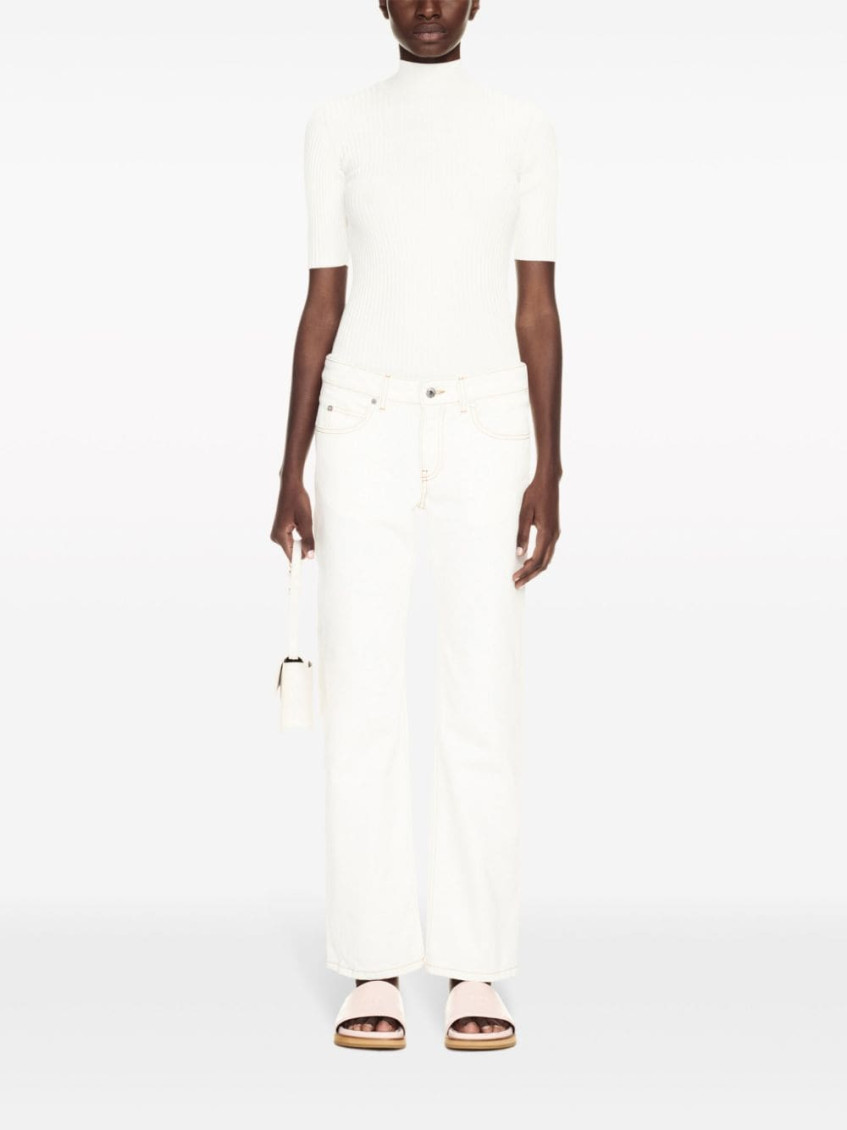 Contrast-stitching straight-leg jeans