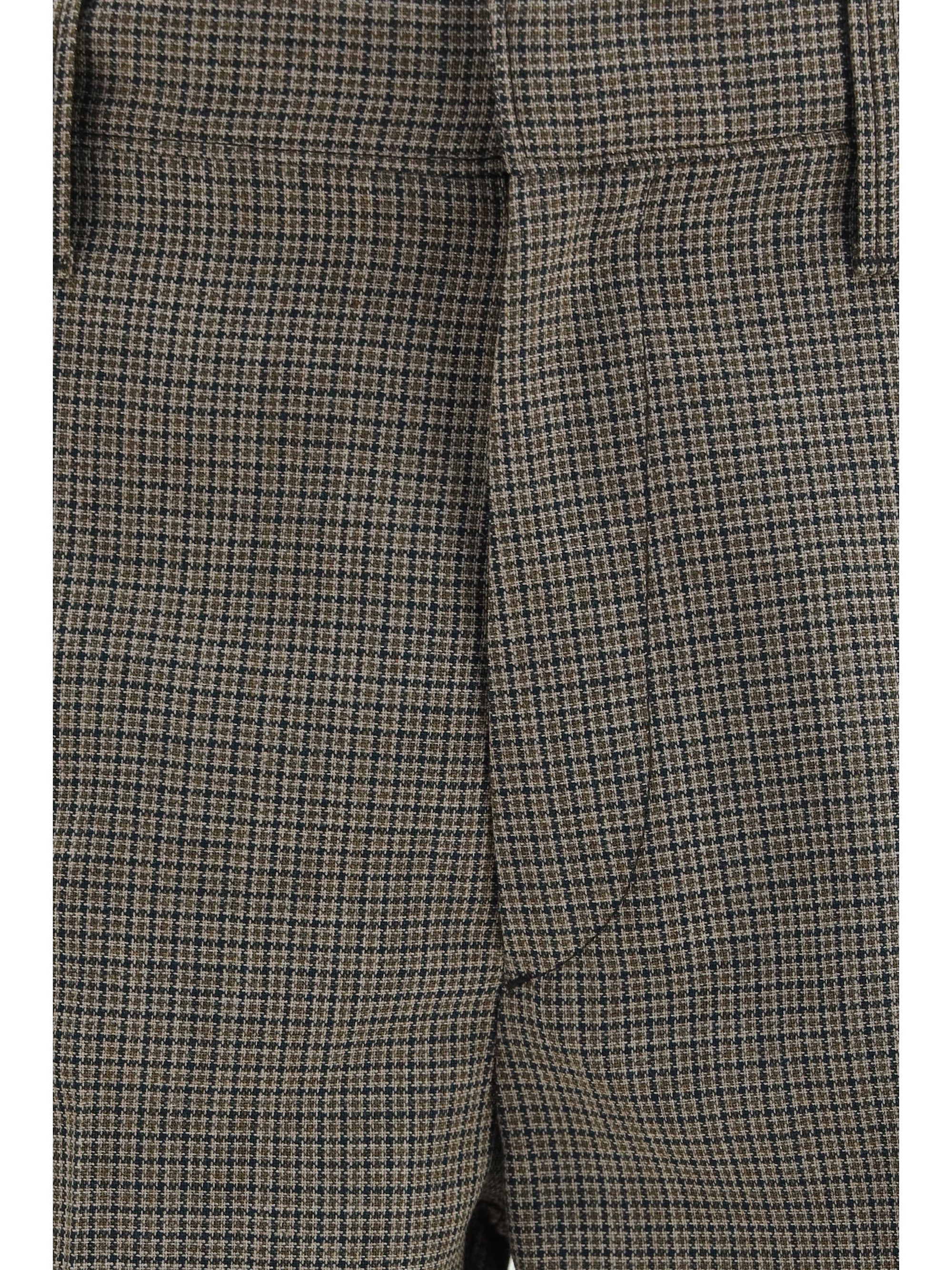 Checked Wool Trousers — Green