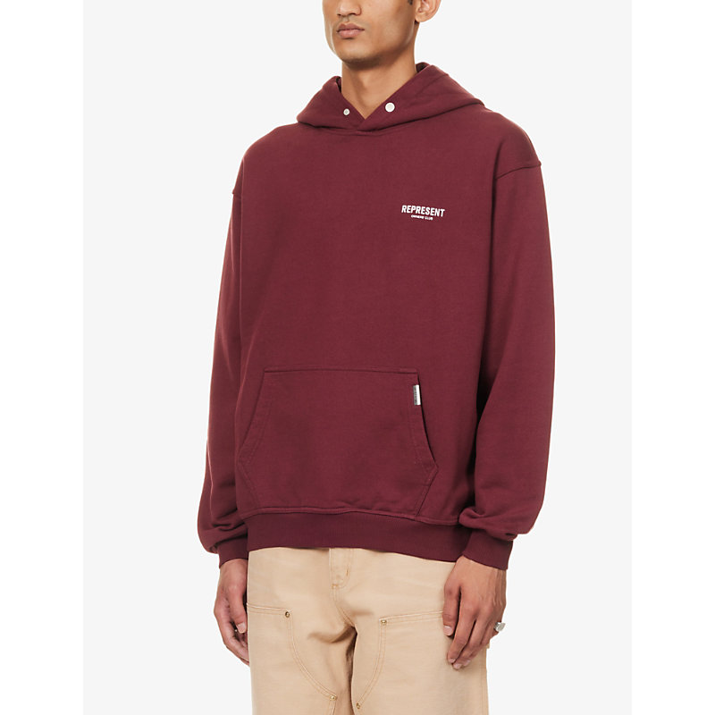 Mens Maroon Owners' Club Graphic-print Relaxed-fit Cotton-jersey Hoody