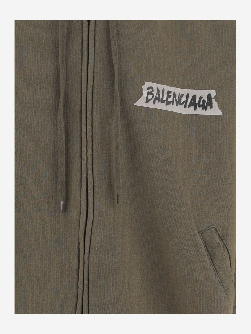 Khaki Masking Tape Zip-up Hoodie