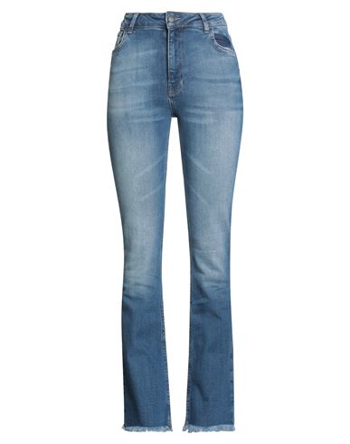 Woman Jeans Blue Size L Cotton, Modal, Polyester, Lycra