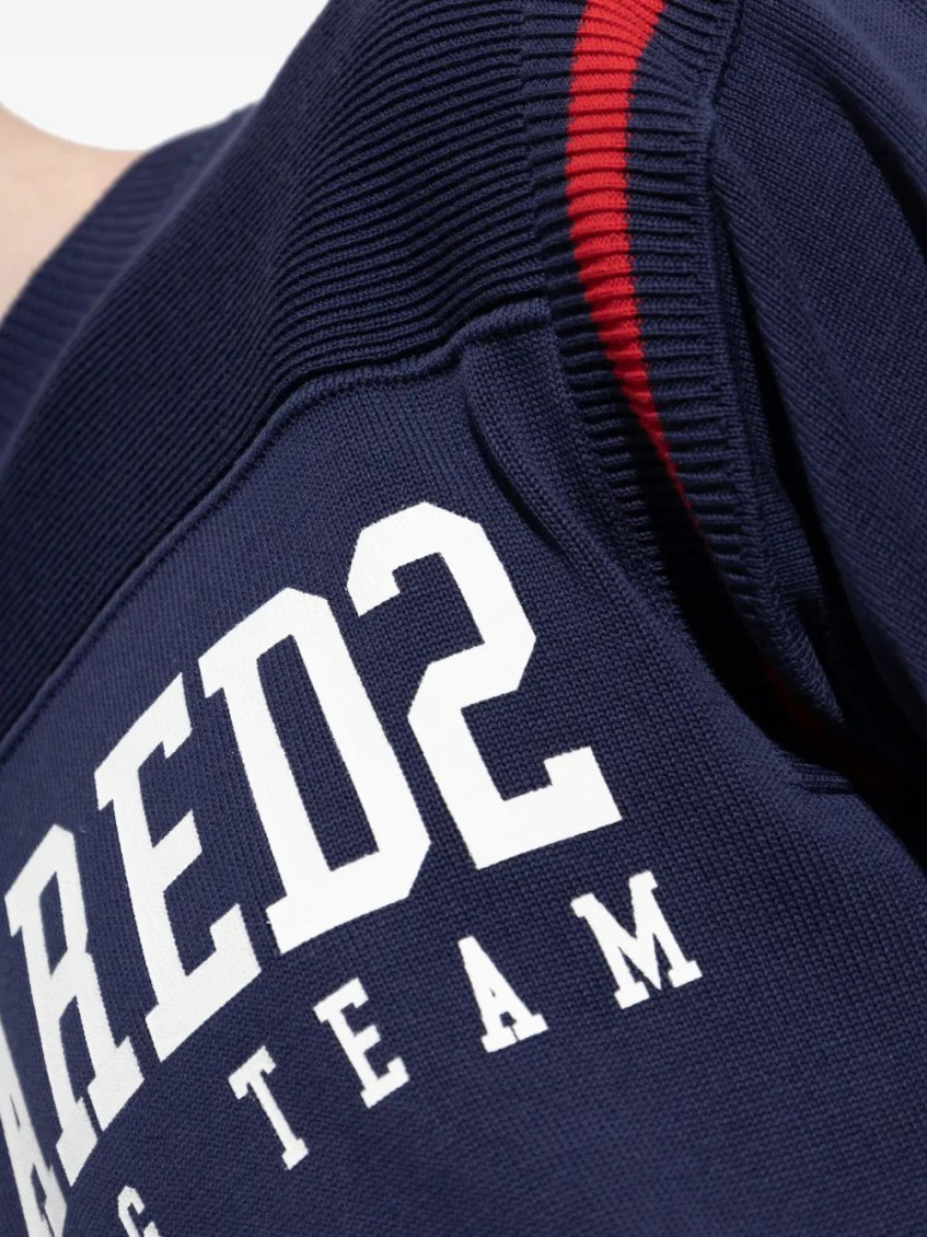 Navy Blue Logo Print Sweater