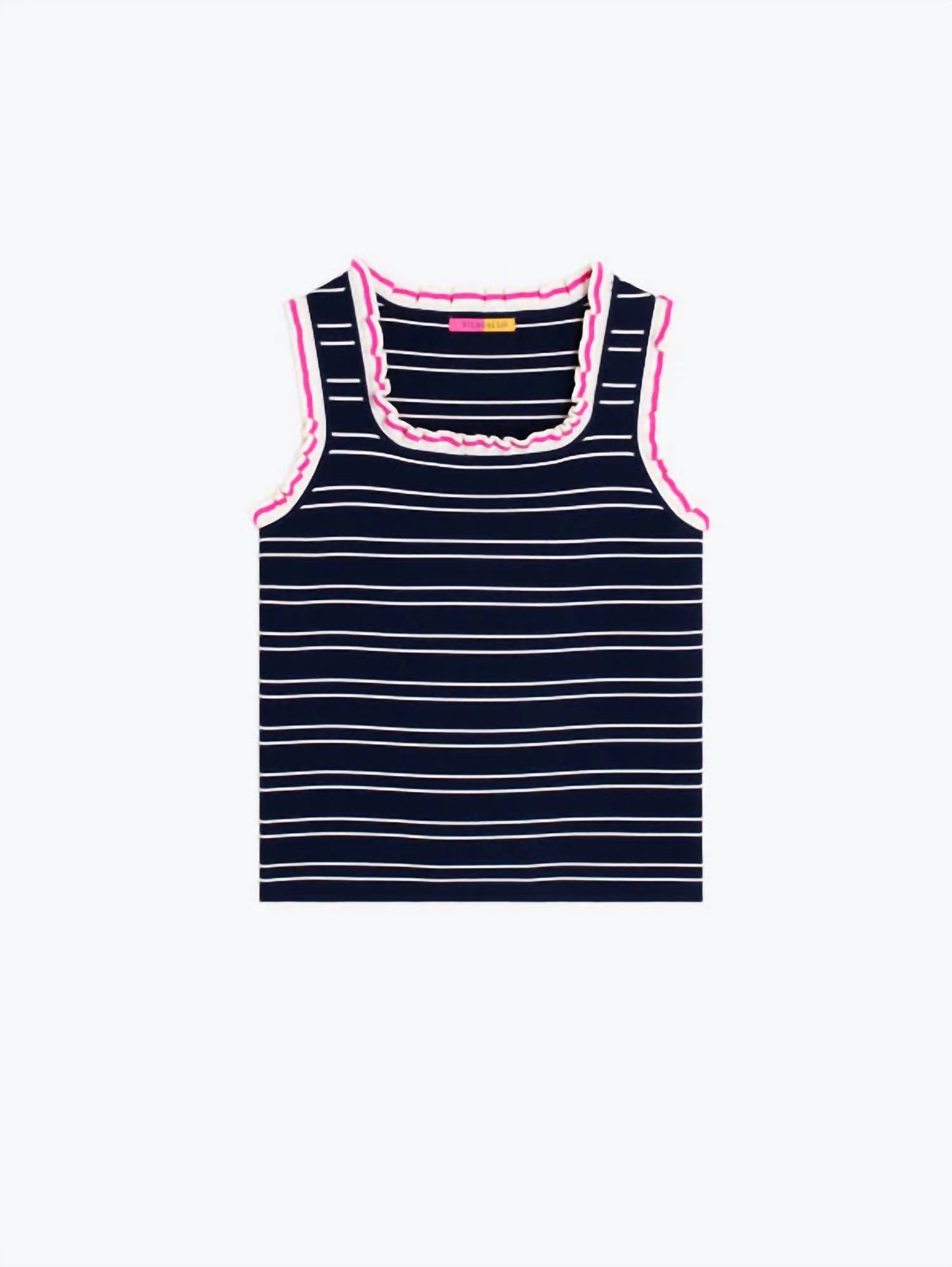 Women's Striped Punch Top In Navy Blue