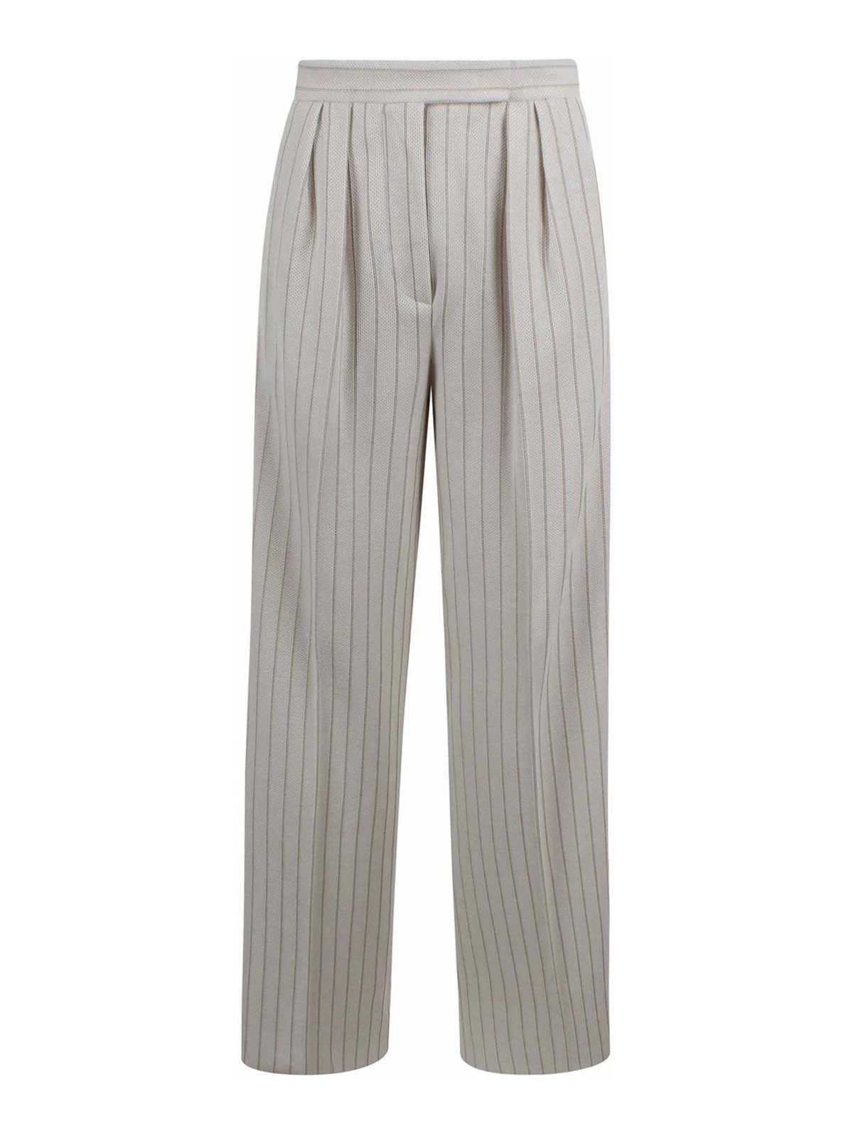 Wide-leg pinstriped pique jersey trousers