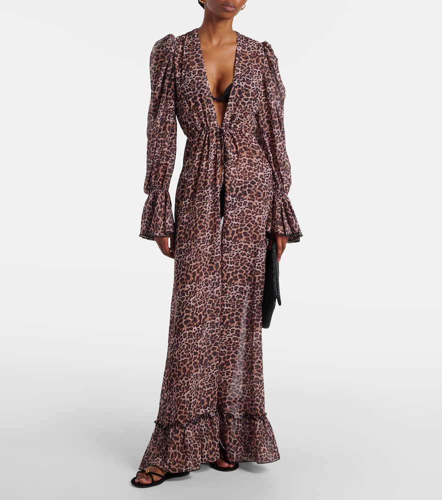 Berta leopard-print beach cover-up