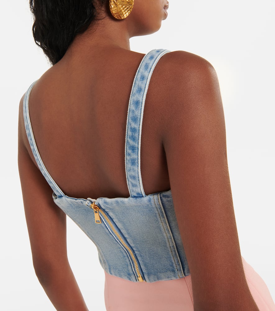 Cropped denim bustier