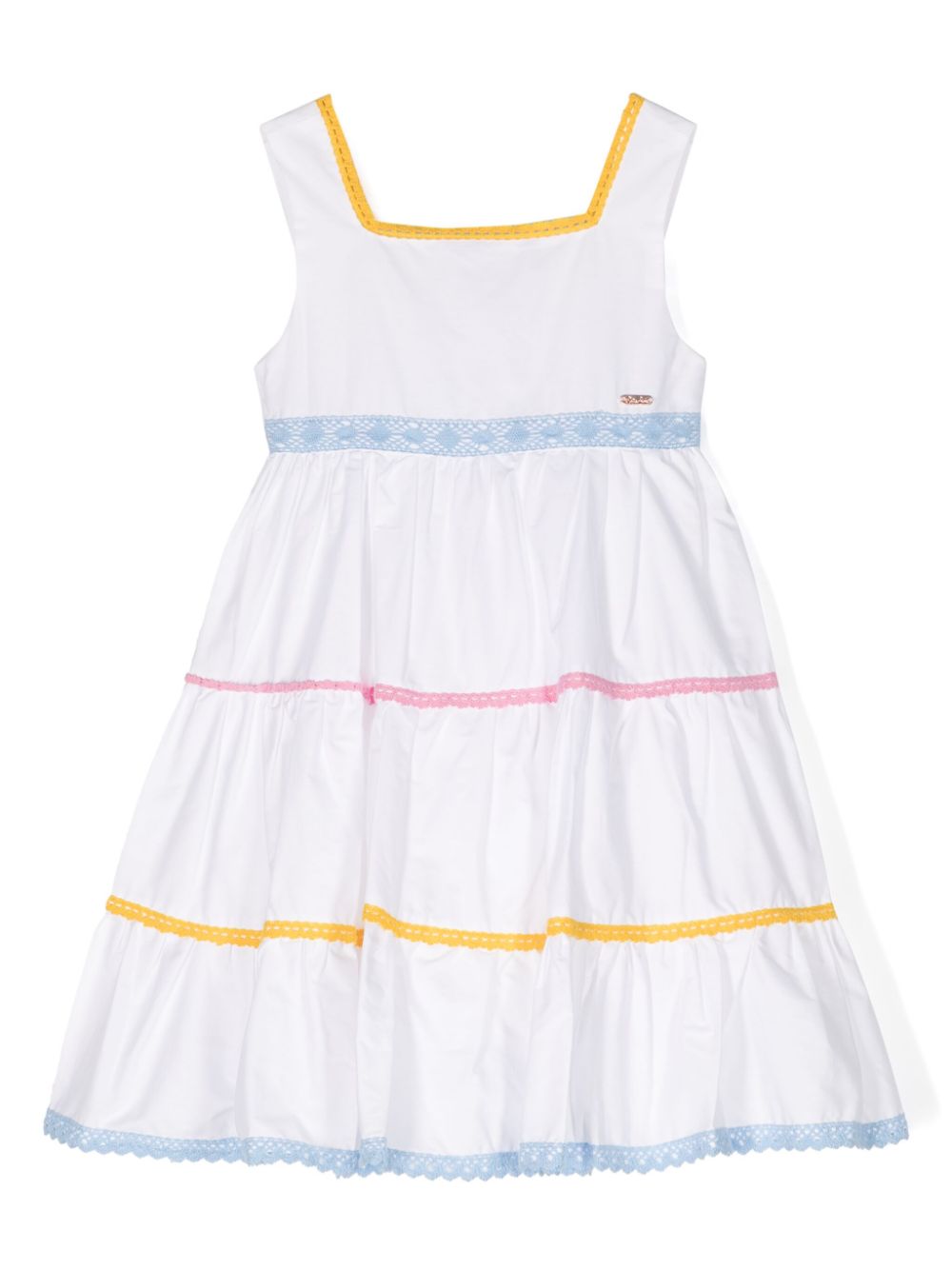Knitted-stripes poplin dress - White