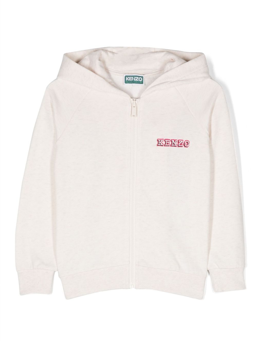 Logo-print zipped cotton cardigan - Neutrals