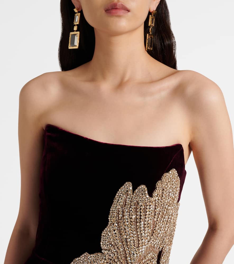 Crystal-embellished velvet gown