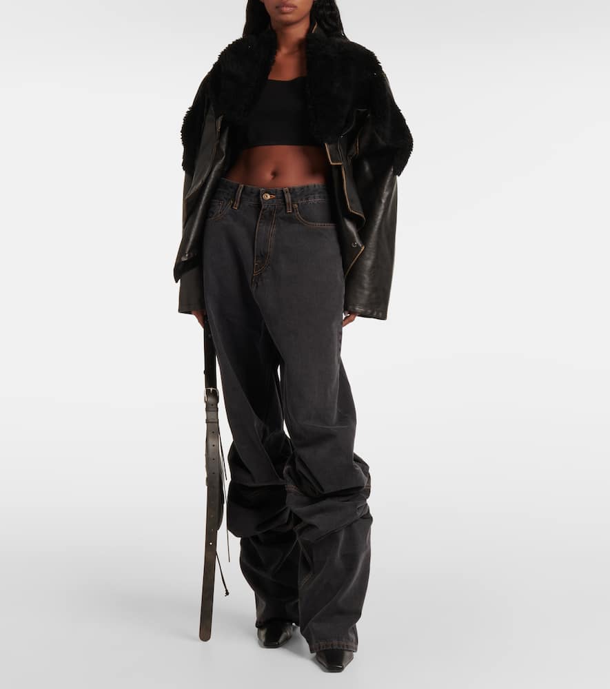 Evergreen Draped Cuff wide-leg jeans