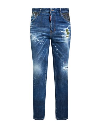 Man Jeans Blue Size 36 Cotton, Elastane