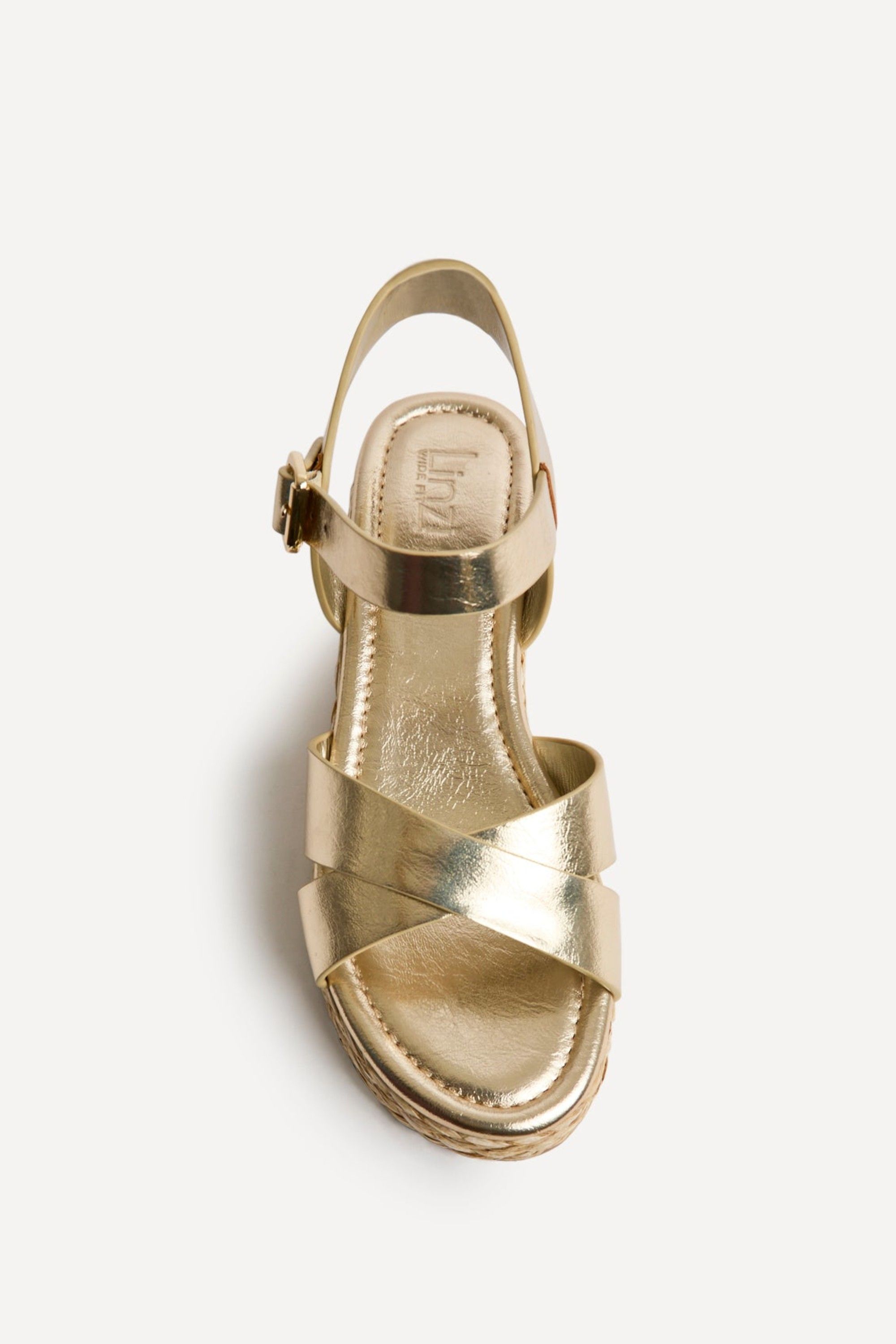 Linzi Spritz Wide Fit Gold Flatform Sanda