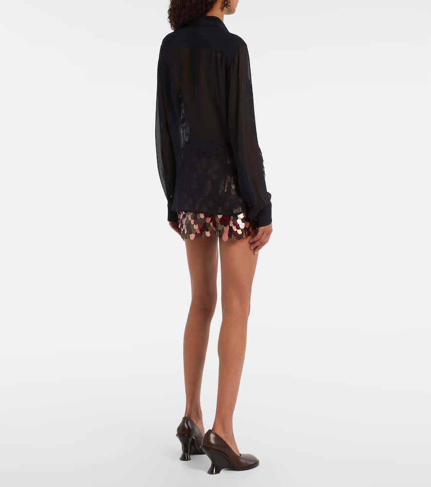 Crystal-embellished sheer shirt