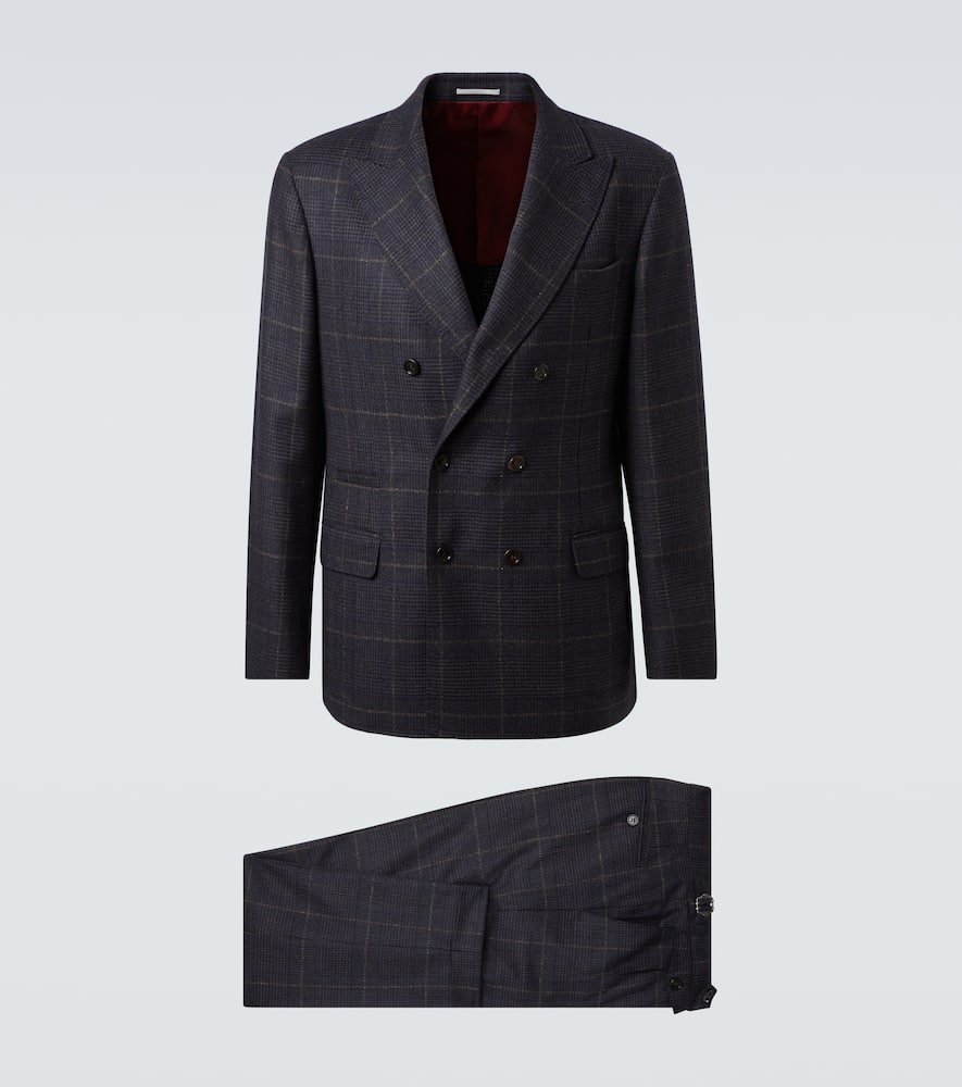 Checked cashmere and wool suit