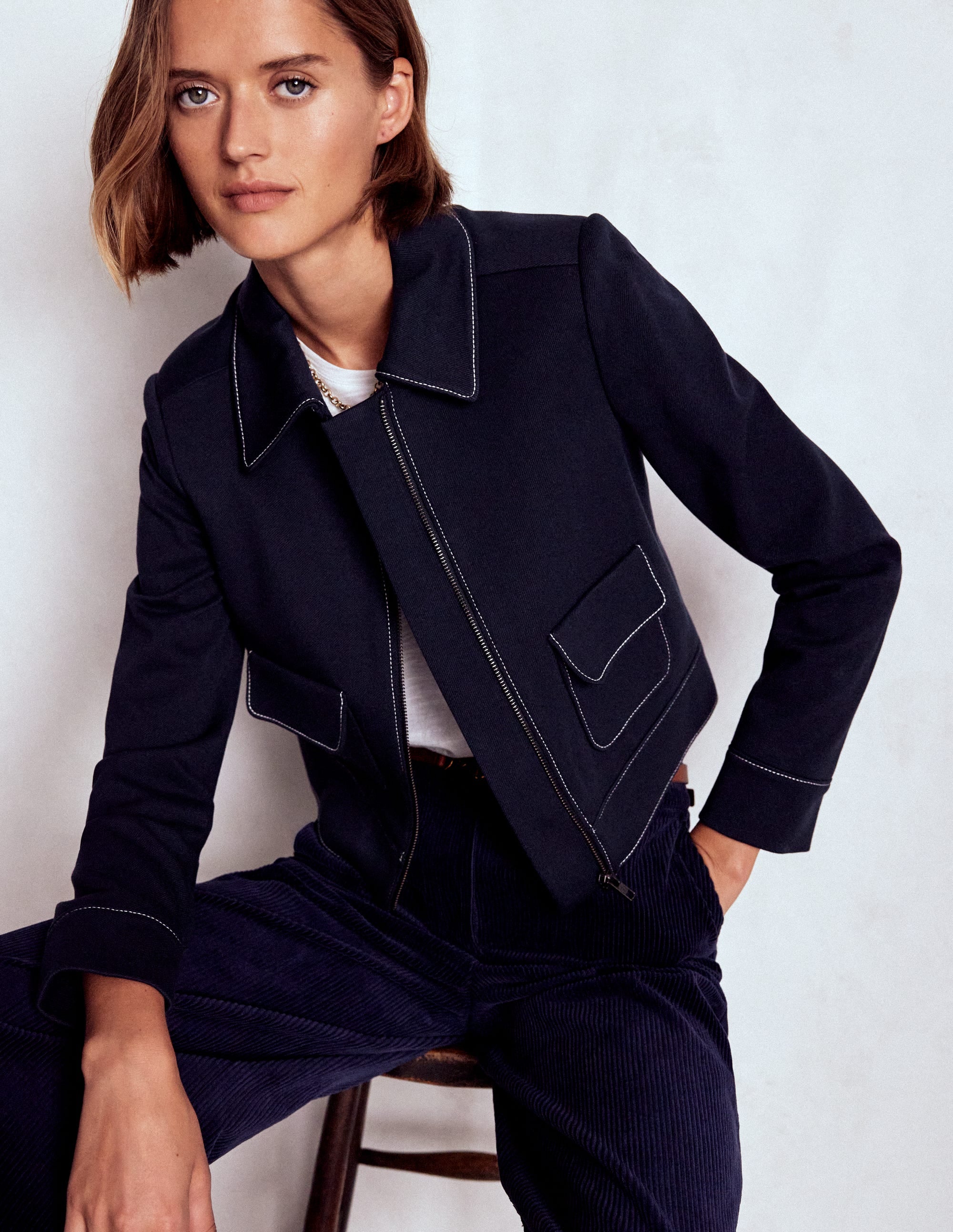 Zip Patch Pocket Jacket NAVY
