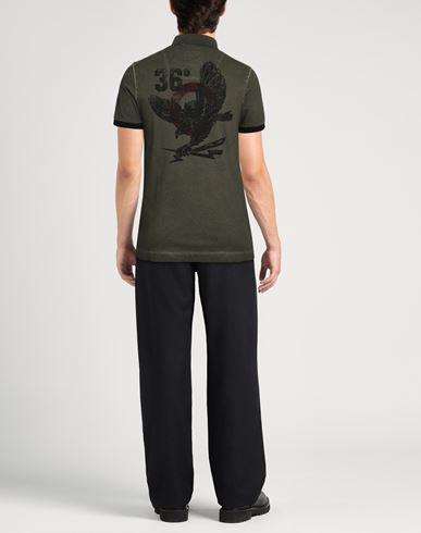 Man Polo shirt Military green Size S Cotton, Elastane