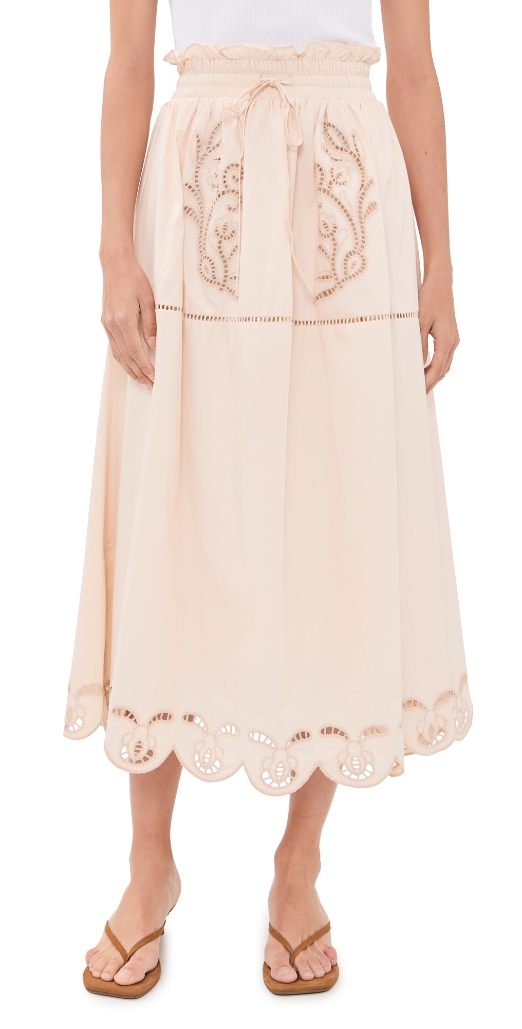 Eyelet Detail Skirt Cream