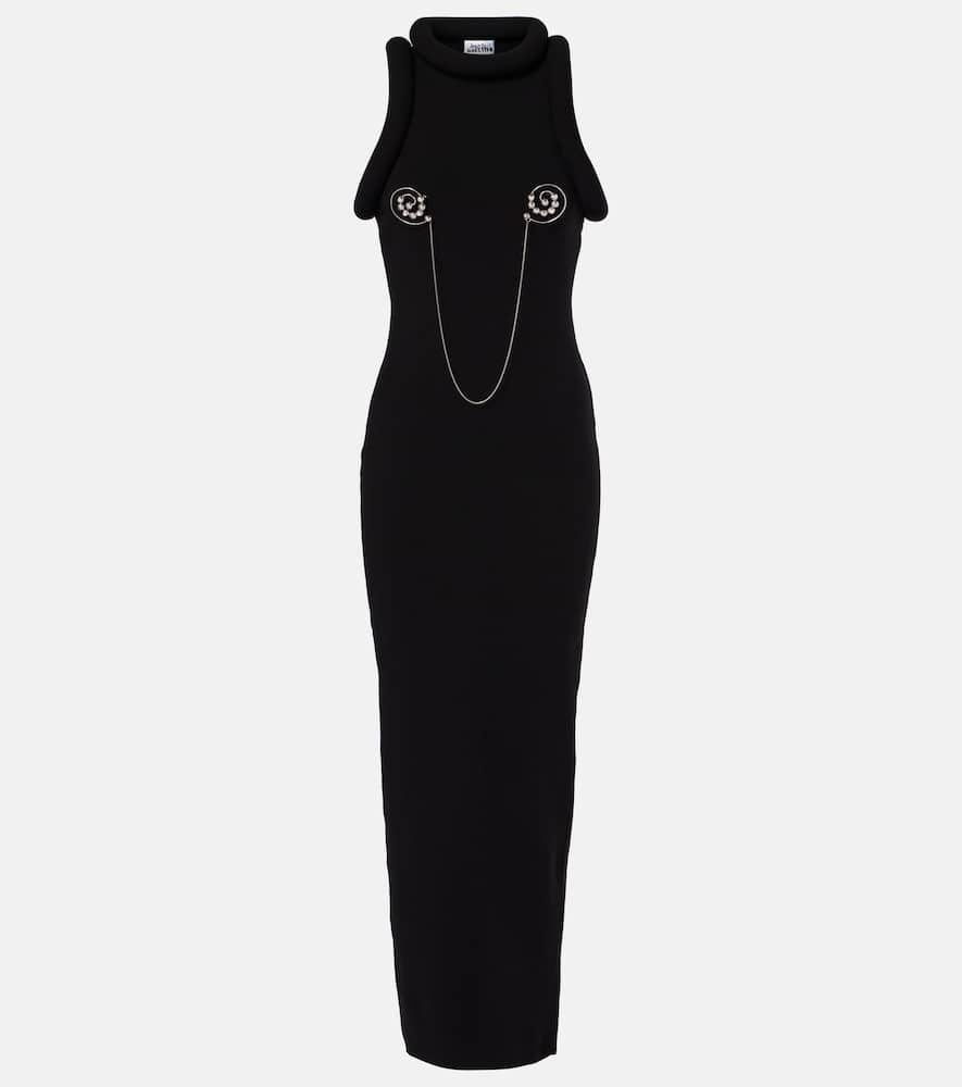 3D embellished jersey maxi dress