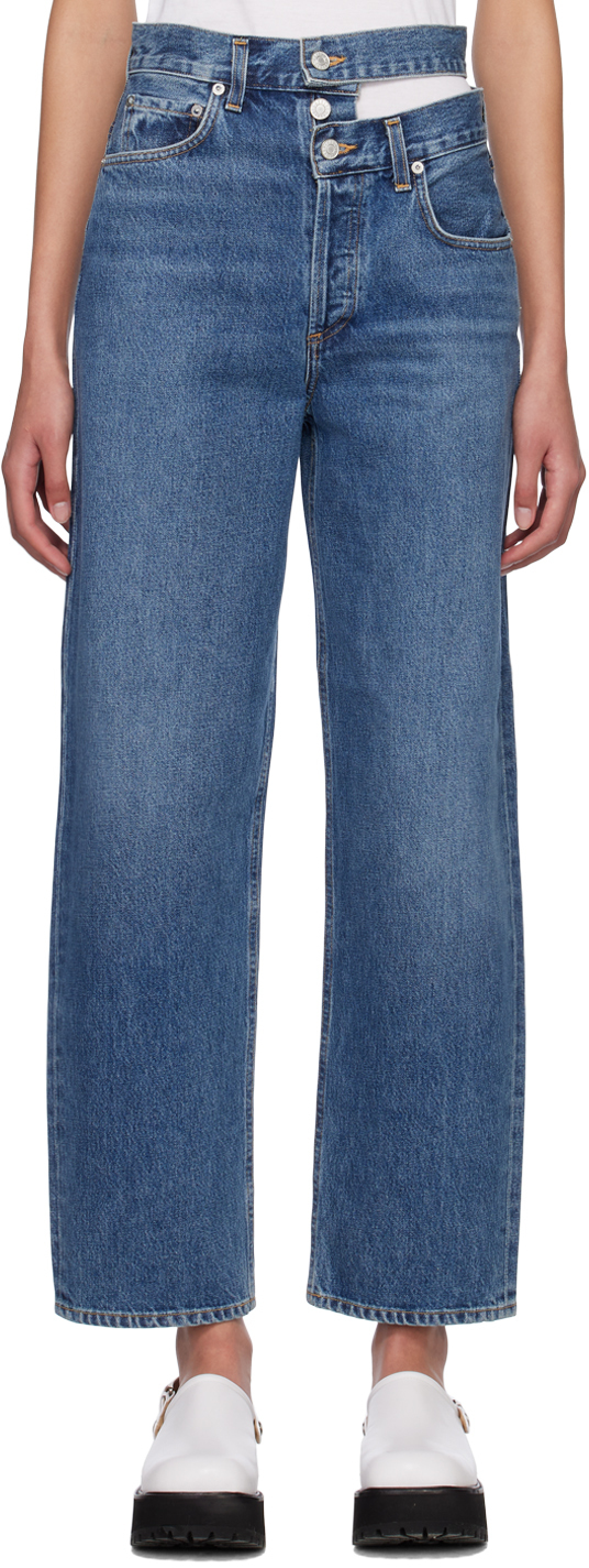 Blue Broken Waistband Denim Jeans
