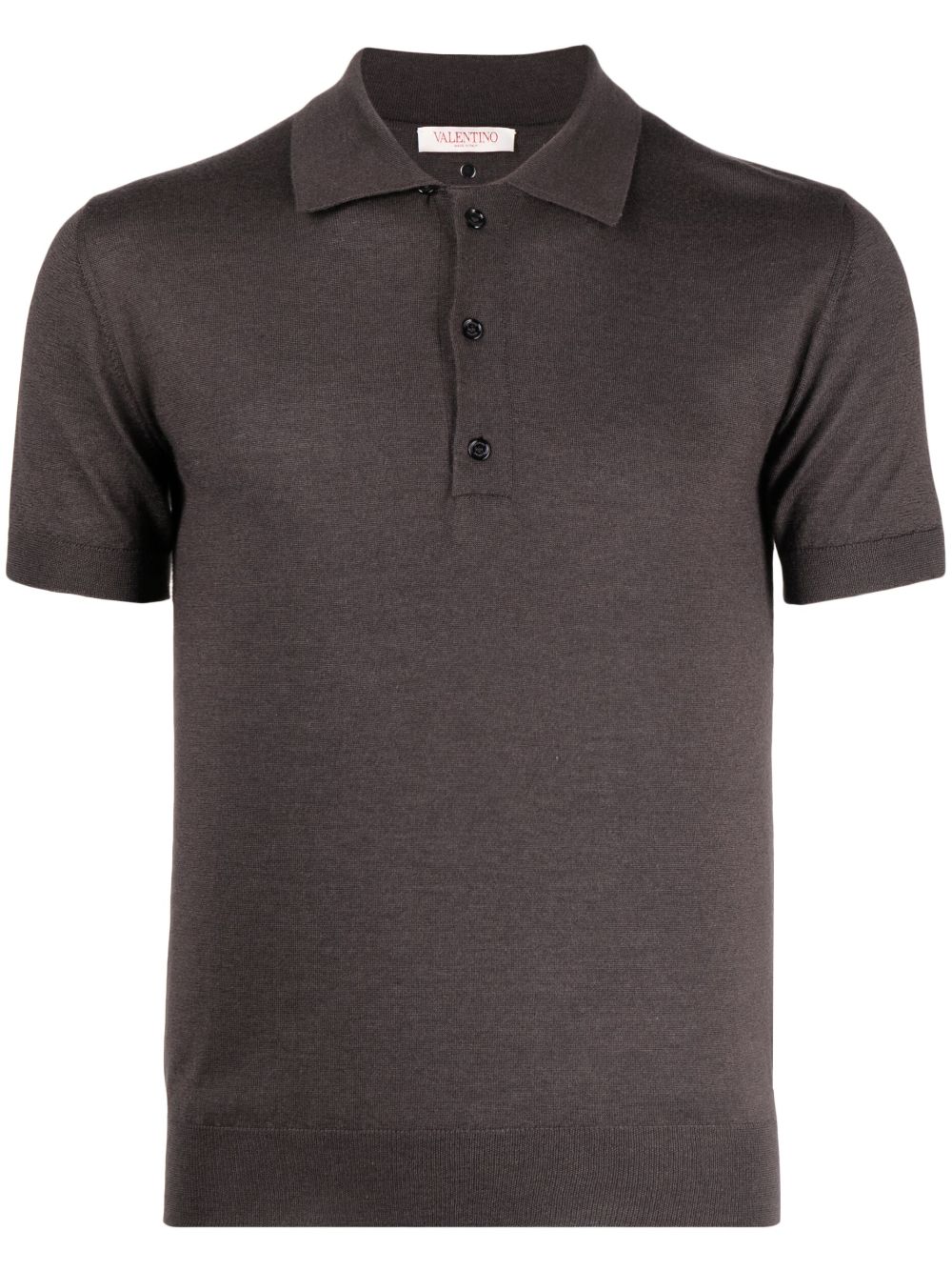 Knitted short-sleeve polo shirt - Brown