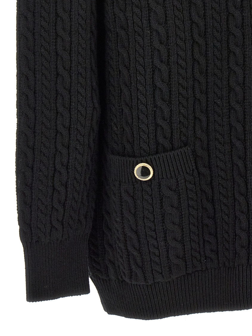 -Wool Cardigan Maglioni Nero-Donna