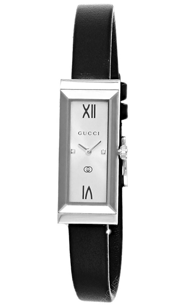 GUCCI G-Frame Quartz 14x34MM Black Dial Leather Women's Watch YA127515