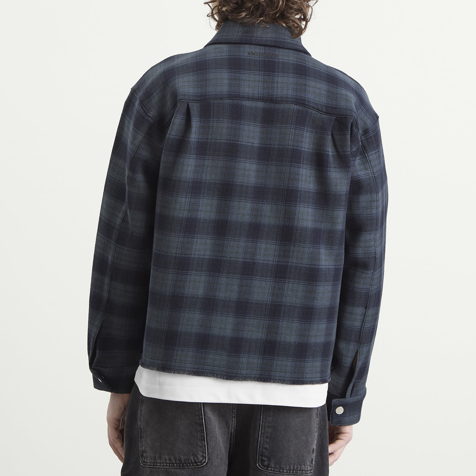 Men's Plaid Zipped Overshirt in Black