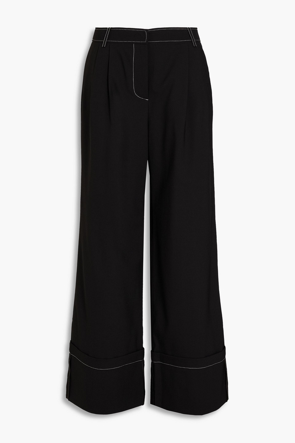 Macie topstitched pleated wool-blend wide-leg pants