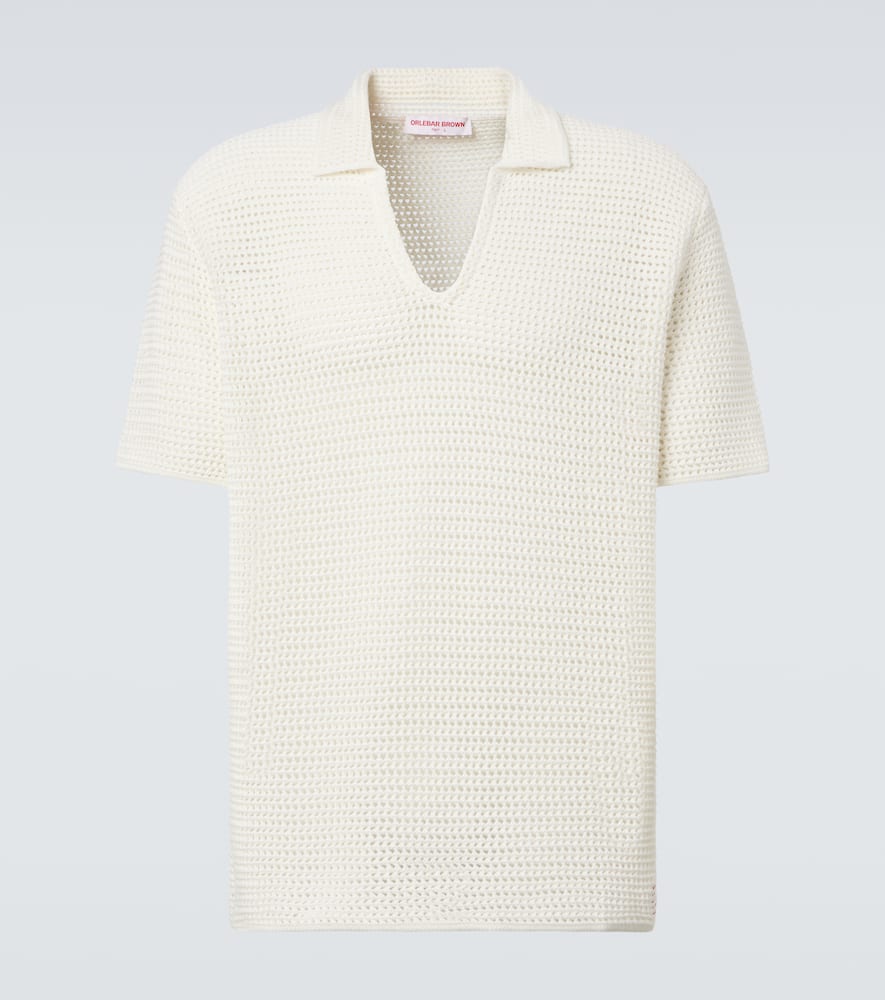 Batten crochet cotton polo shirt