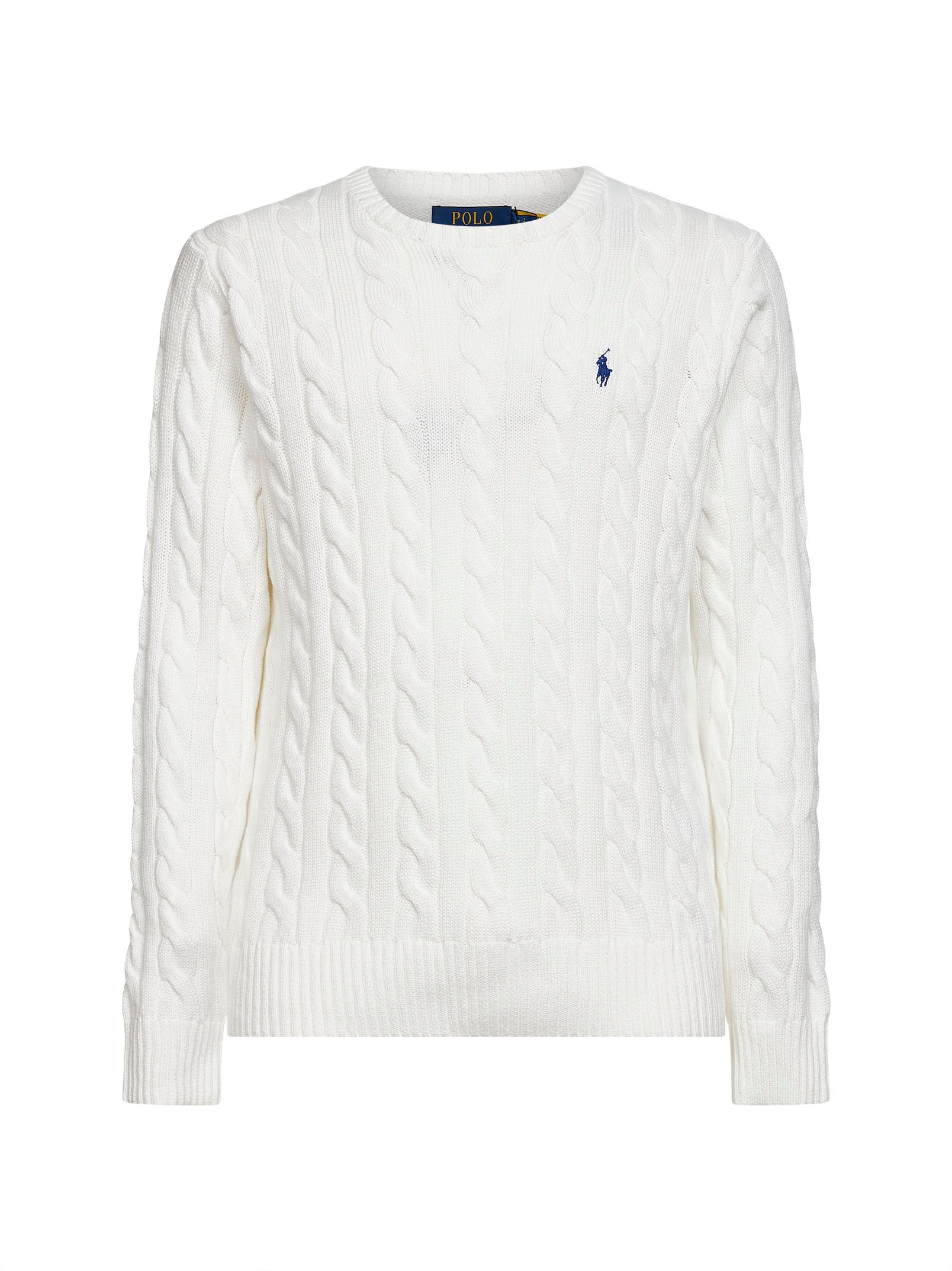 Cable Knit Cotton Sweater — White