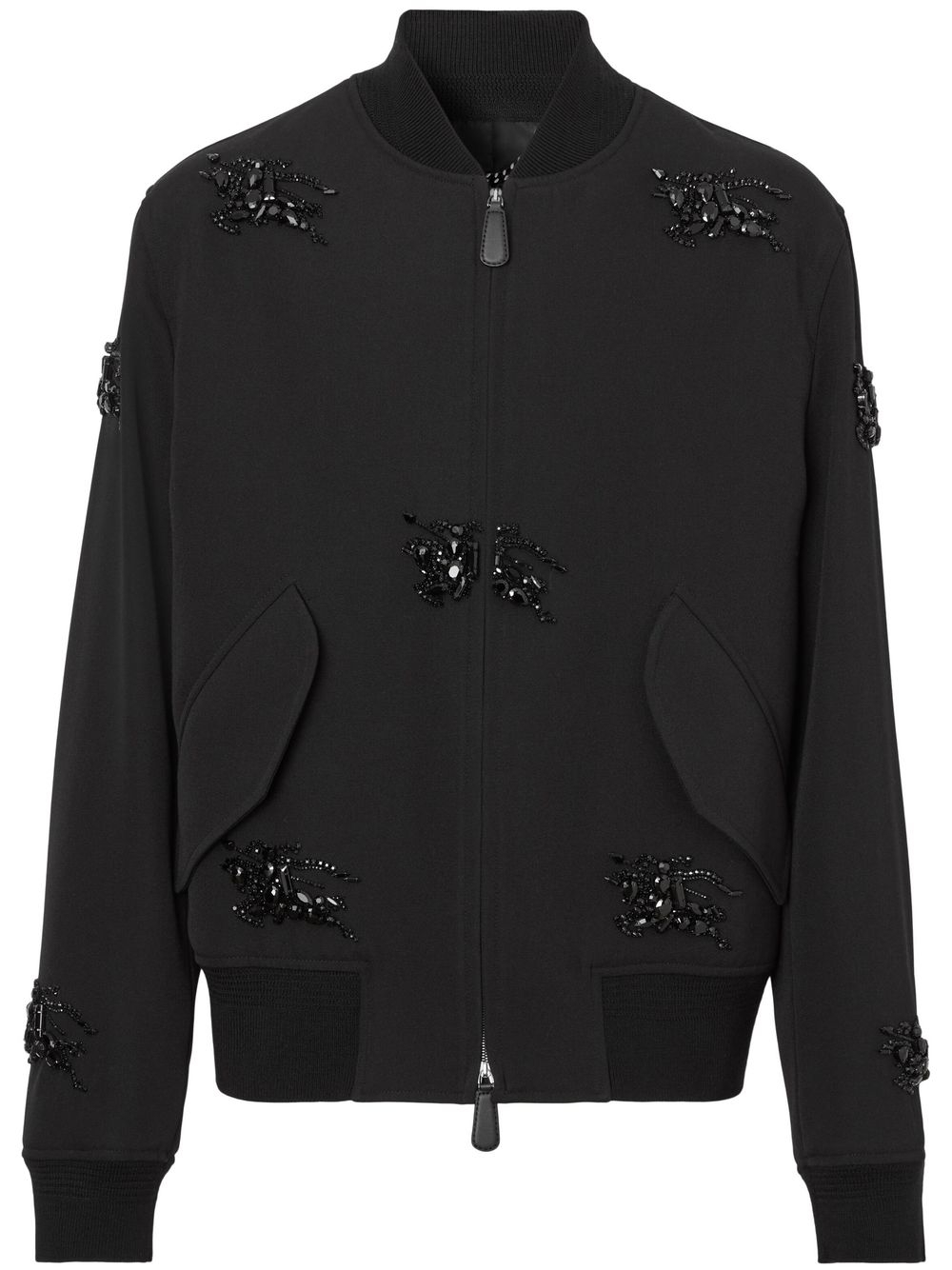 Crystal-embellished Harrington jacket - Black