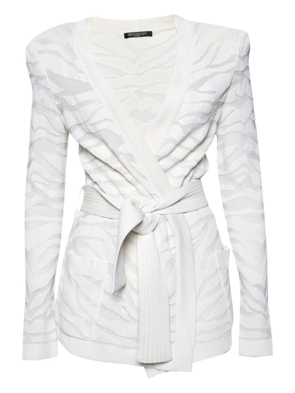 Belted cardigan - White