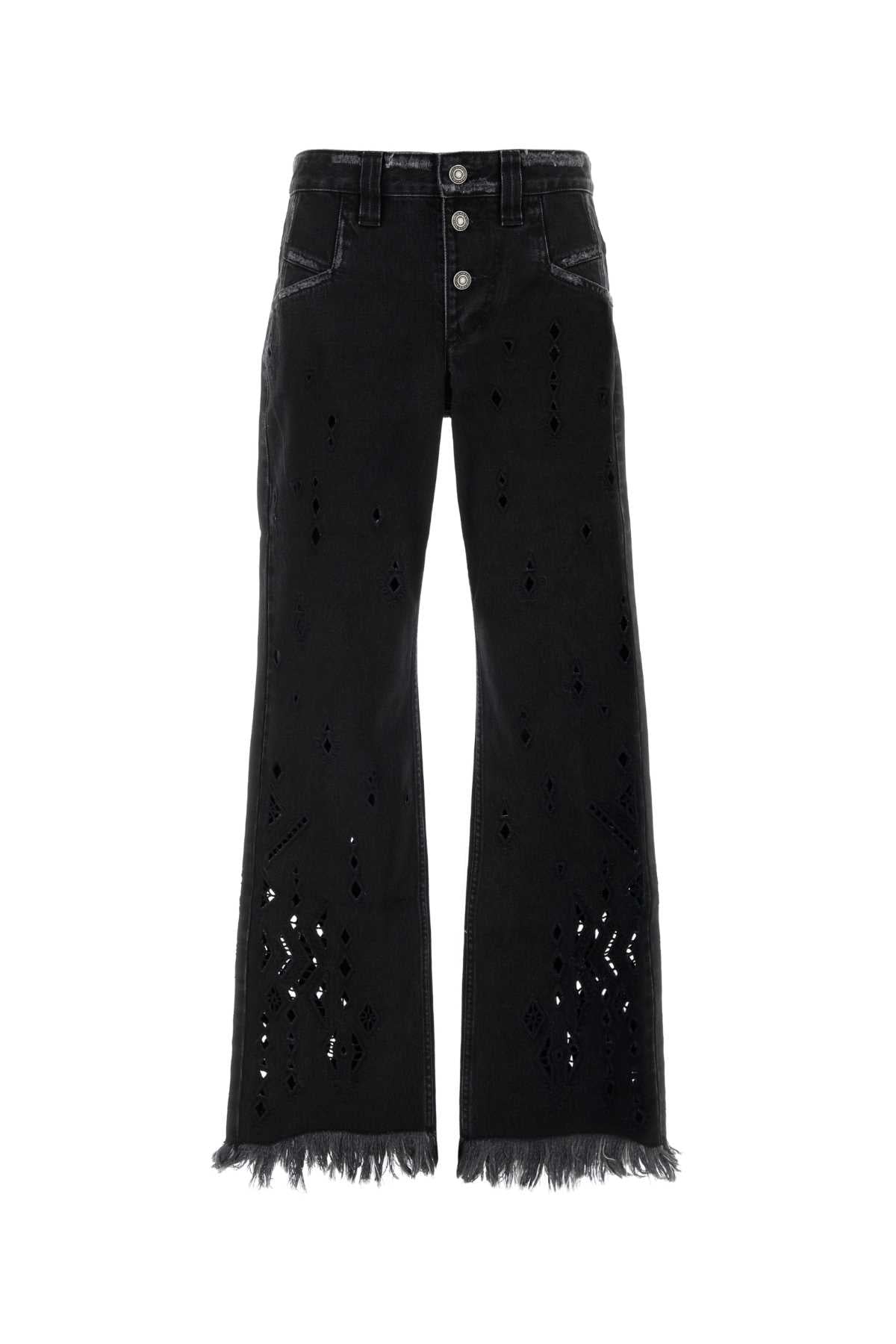 Distressed Cotton Jeans — Black