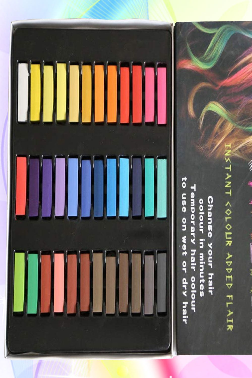 Neel Blue Temporary Hair Chalk Colour Pastel Dye, 36pcs in Colourbeauty