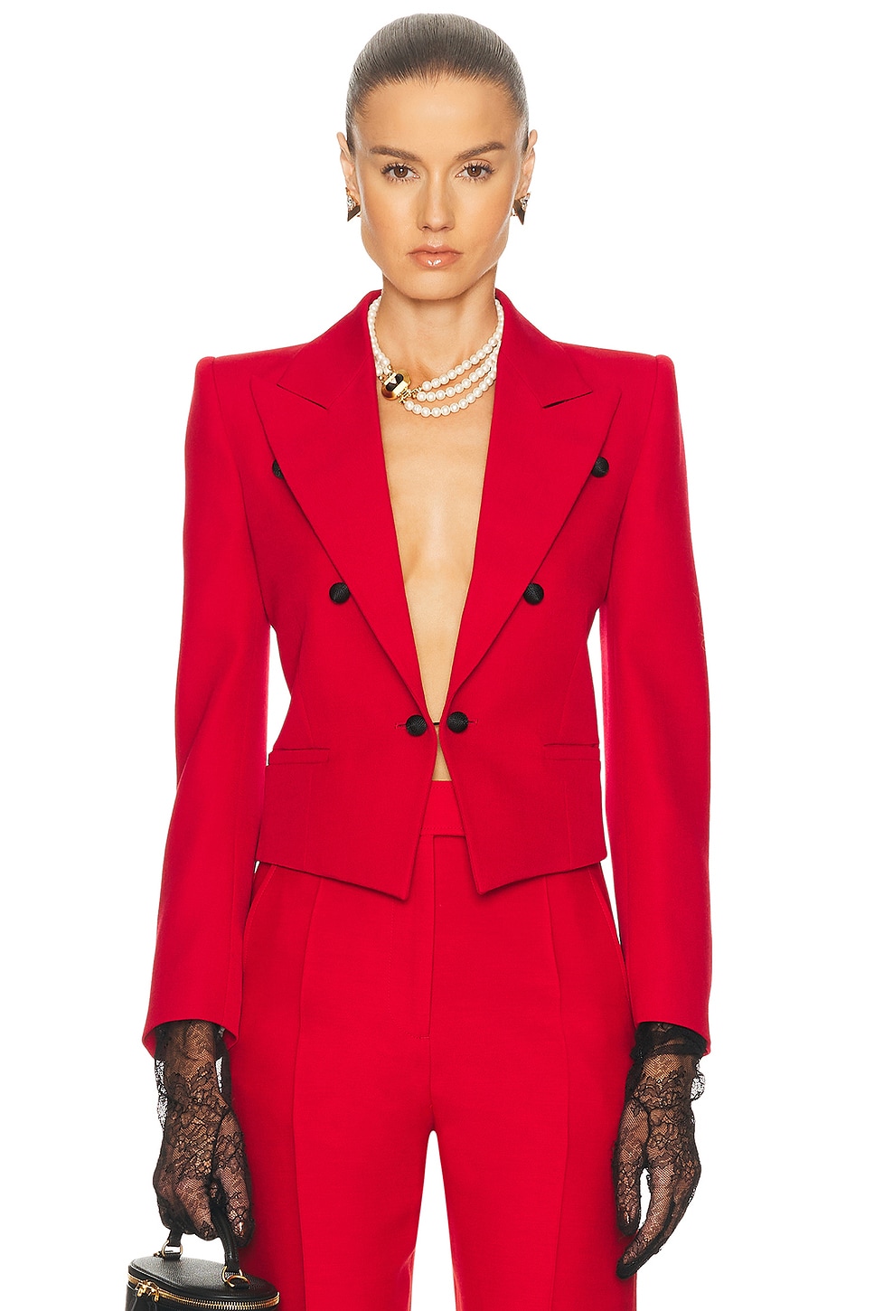 Valentino Lana Vergine Jacket in Paris - Red. 40 also