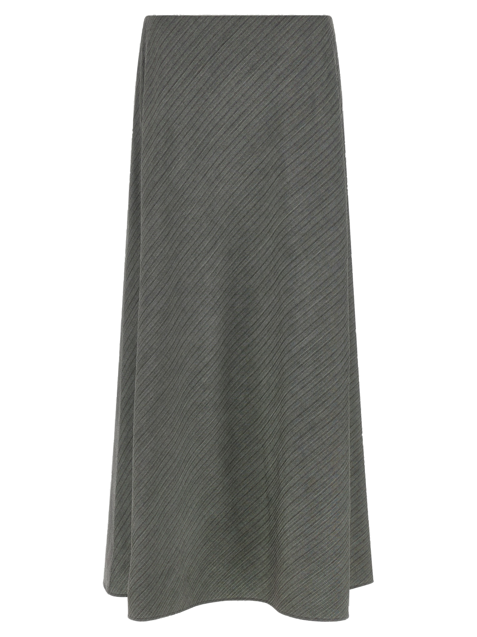 Chevron-Textured Virgin Wool Blend Skirt — Gray