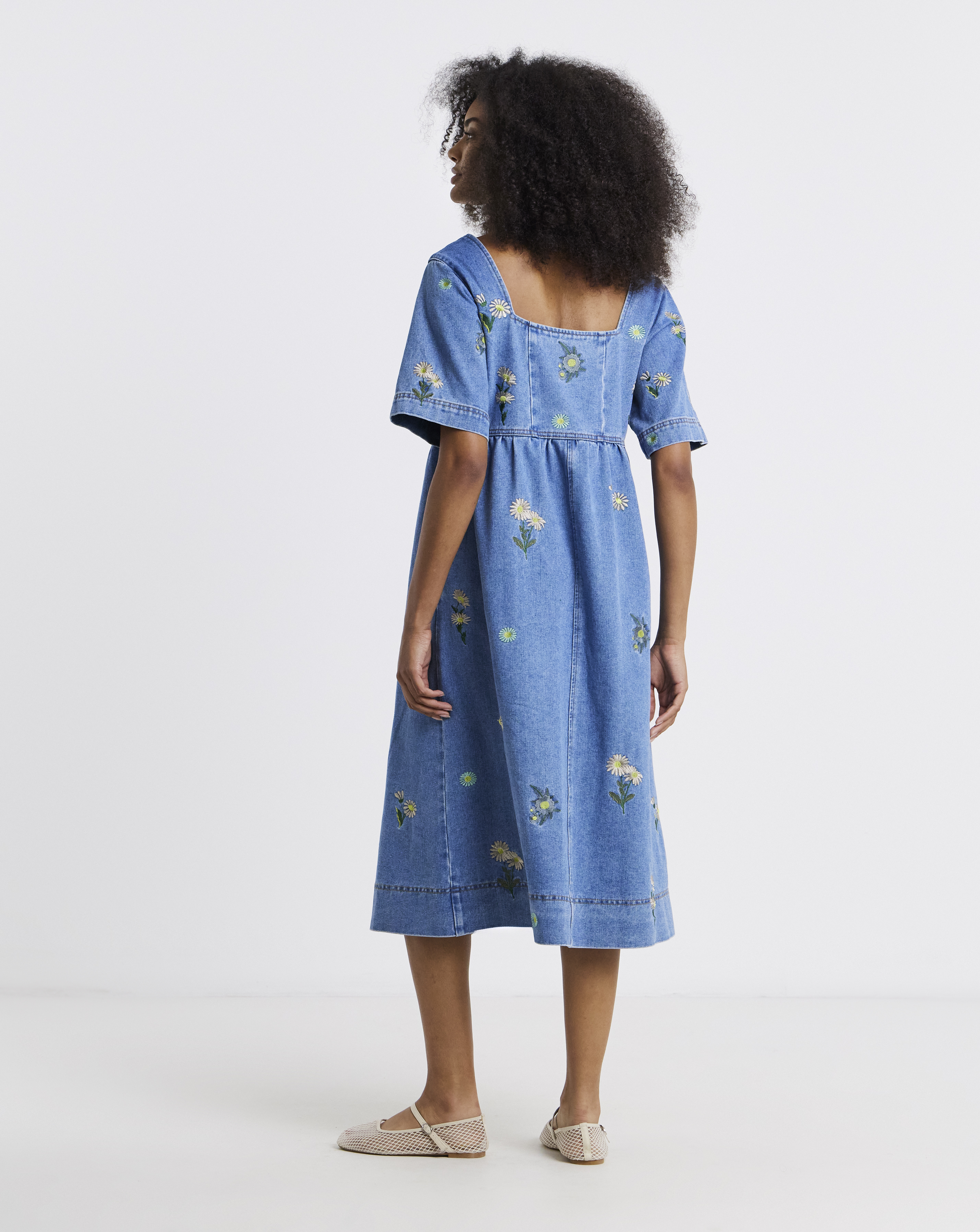 Daisy Embroidered Denim Dre