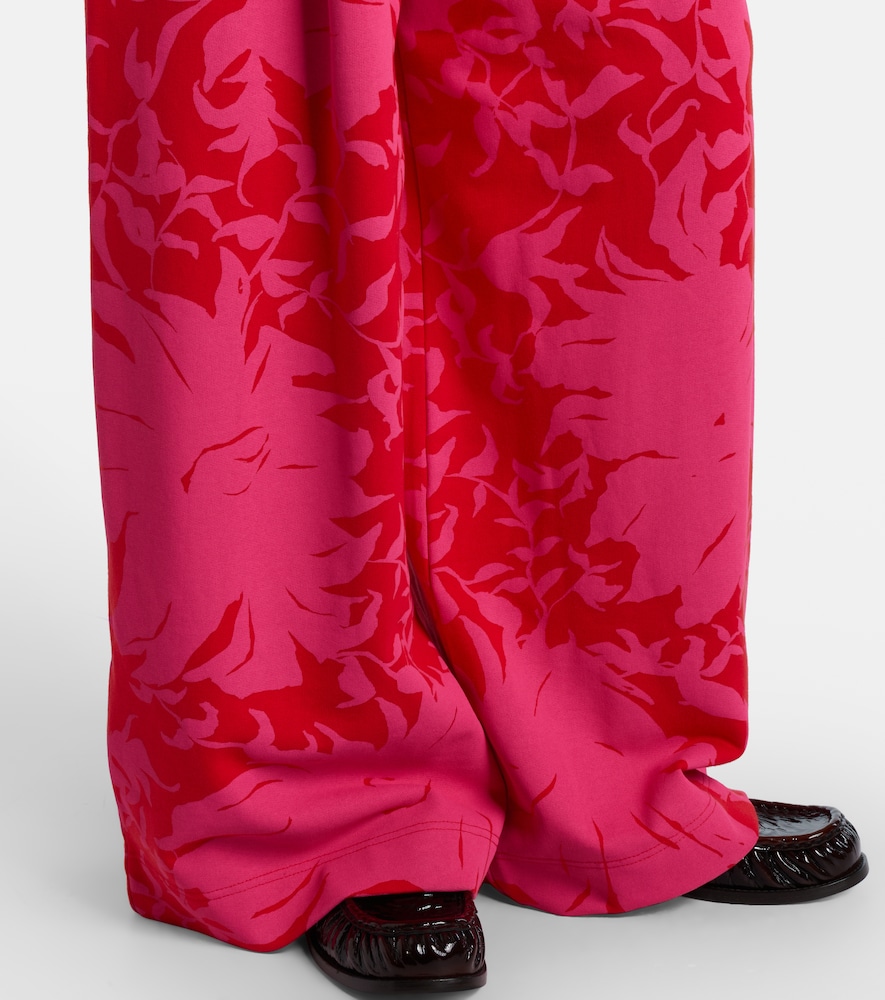 Floral pleated cotton jersey sweatpants
