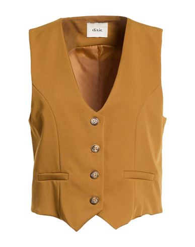 Woman Tailored Vest Mustard Size M Polyester, Viscose, Elastane