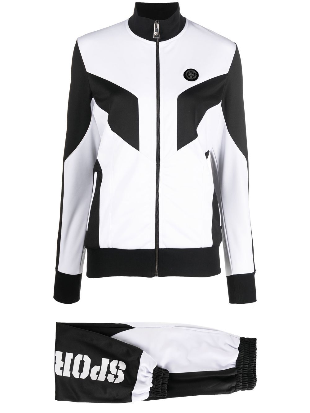 Colour-block panelled tracksuit set - White