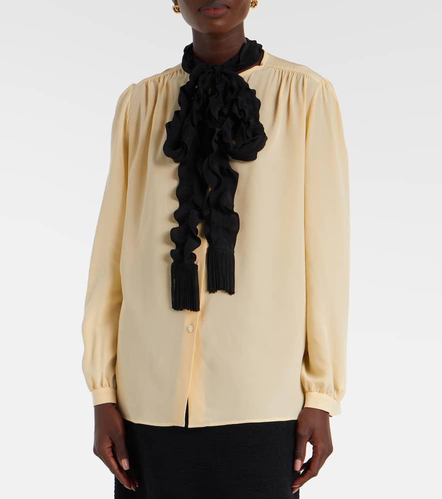 Ruffled silk crêpe de chine blouse