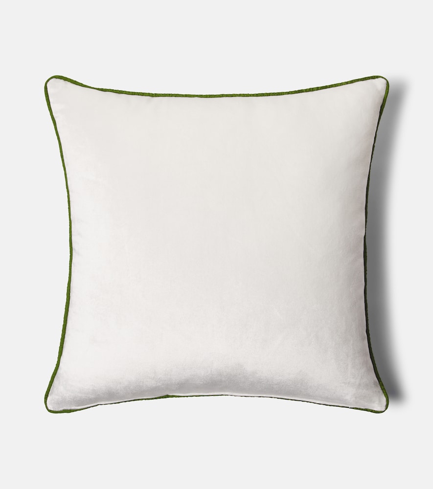 Embroidered cotton velvet cushion