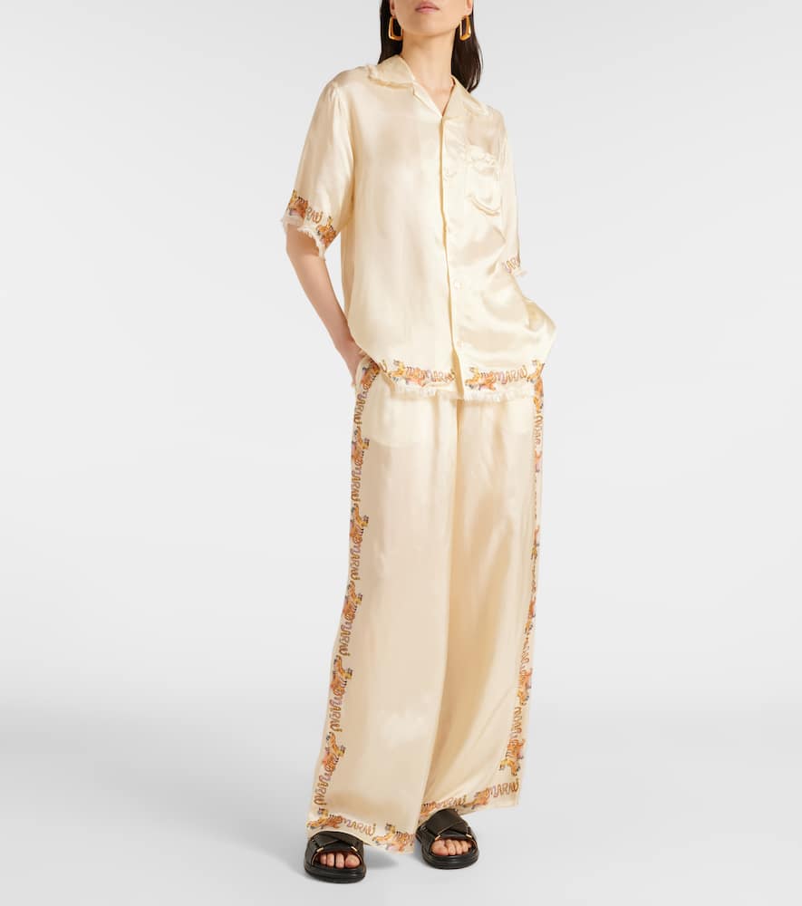 Printed satin straight pants